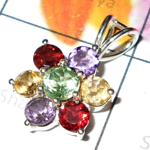 Mix cut D - CSP975-Exclusive Design Casting silver Peridot gems Pendant