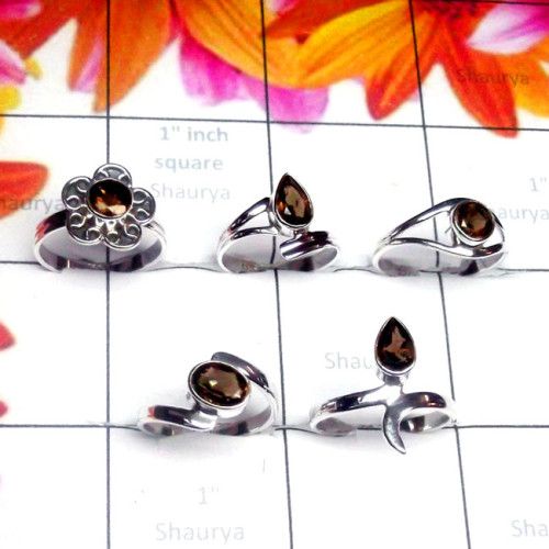 Smokey B - RBS997-925 Silver Small Size Multi Design 5 Pcs. Baby Ring