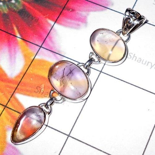 Ametrine Amethyst C - CMJ955-Dinosaur bone silver sea Pendant Ametrine Amethyst C - CMJ955-Dinosaur bone silver sea Pendant