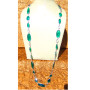 34inch Green Hydro Glass B - BZN997-Multi Cut Hydro Gems 925 Silver Bejal Necklace