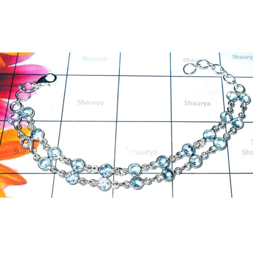 Blue Topaz A - SBB964- Wholesale silver gems Bejal Bracelets