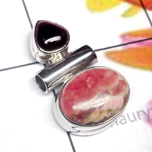 Rodochrosite A - SD833-New Design Lightweight Cut n Cab Gems 925 Silver Pendant