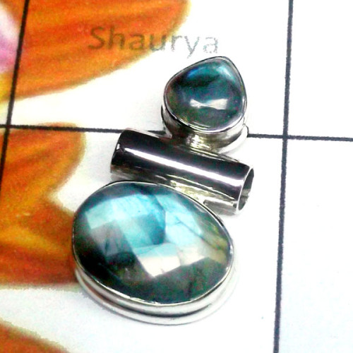 Labradorite D - SD833-New Design Lightweight Cut n Cab Gems 925 Silver Pendant