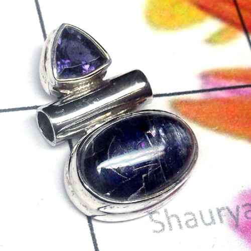 Kynite B - SD832-925 Sterling Silver Two Stone Fancy Pendant