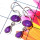 Purple Turquoise C - SDE995-Cabochon gems silver Earring