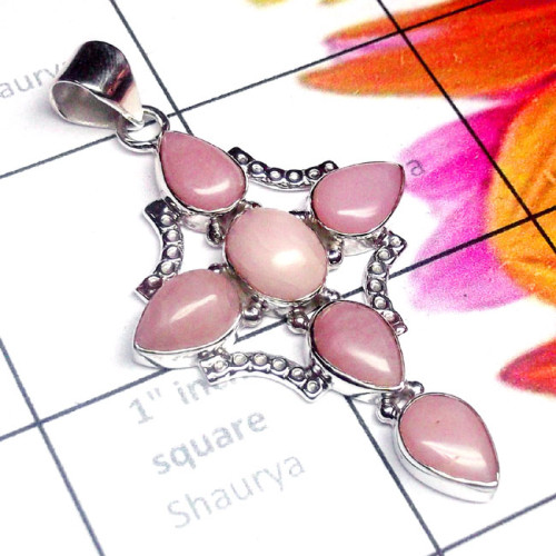 Pink Opal B - SD823-925 Sterling Silver Cut n Cab Gemstone Designer Pendant Pink Opal B - SD823-925 Sterling Silver Cut n Cab Gemstone Designer Pendant