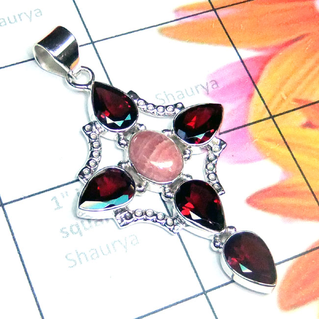 Garnet G - SD823-925 Sterling Silver Cut n Cab Gemstone Designer Pendant Garnet G - SD823-925 Sterling Silver Cut n Cab Gemstone Designer Pendant