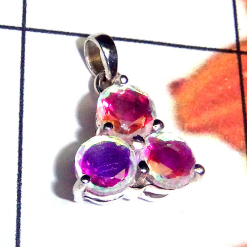 Rainbow Mystic E - CSP971-925 Sterling Silver Lightweight Cut Gemstone Casting Pend Rainbow Mystic E - CSP971-925 Sterling Silver Lightweight Cut Gemstone Casting Pend