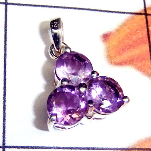 Amethyst F - CSP971-925 Sterling Silver Lightweight Cut Gemstone Casting Pend Amethyst F - CSP971-925 Sterling Silver Lightweight Cut Gemstone Casting Pend