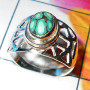 Tibet Turquoise O - SCR925-Assorted Designer Casting Rings with 925 sterling silver