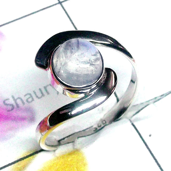 Rainbow Moonstone E - PSR948-Single Gemstone Made in 925 Sterling Silver Plain Ring Rainbow Moonstone E - PSR948-Single Gemstone Made in 925 Sterling Silver Plain Ring