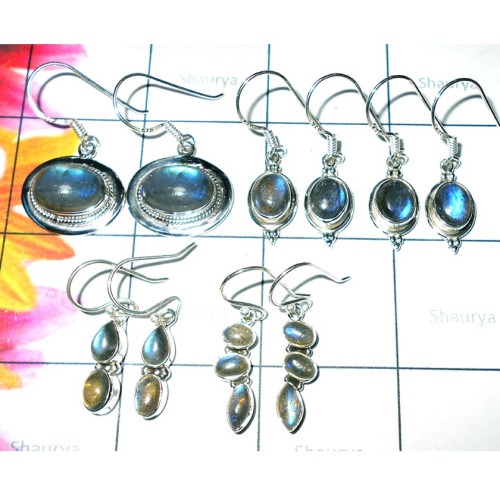 Labradorite cab A - SVP933- Wholesale sterling silver Assorted gemstone & Design Ear