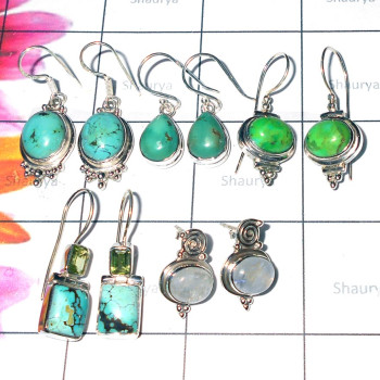 Turquoise B - SVP933- Wholesale sterling silver Assorted gemstone & Design Ear Turquoise B - SVP933- Wholesale sterling silver Assorted gemstone & Design Ear