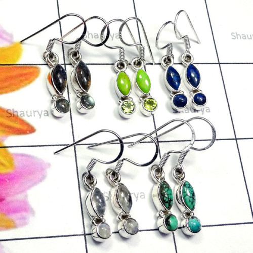 Mix Cab Stone E - SVP933- Wholesale sterling silver Assorted gemstone & Design Ear