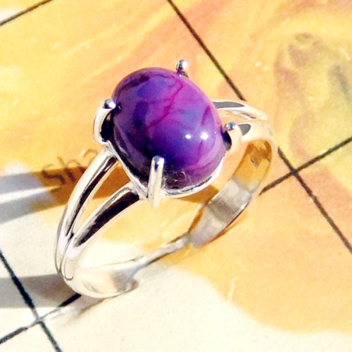 7x9mm Purple Turquoise E - RBS995-925 Silver Lightweight Baby Ring Collection