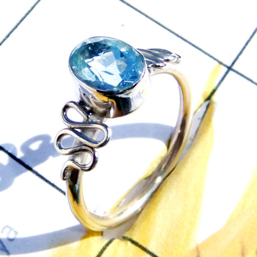 7x9mm Blue Topaz I - RBS992-Small Size Wholesale Baby Ring 925 Silver with Multi Gems