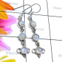 Rainbow moonstone F - CMJ933-Blue Fire gems silver Earring wholesale