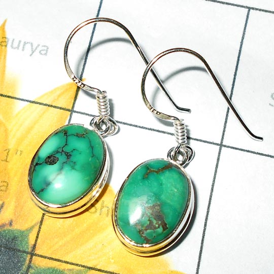 Tibet Turquoise A - SPE982- Plain setting silver Earrings wholesale