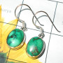 Tibet Turquoise A - SPE982- Plain setting silver Earrings wholesale