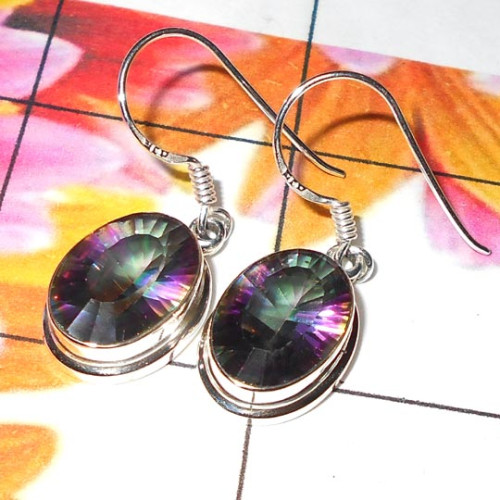 Mystic Quartz  B - SPE982- Plain setting silver Earrings wholesale