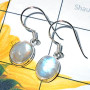 Rainbow Moonstone O - SPE982- Plain setting silver Earrings wholesale
