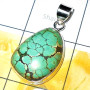 Tibet Turquoise B - ISP905-Tibitan Turquoise gems silver Plain Pendant