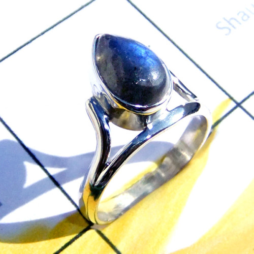 6x9mm Labradorite A - RBS990-Lightweight Cut n Cab Gemstone 925 Silver Baby Ring