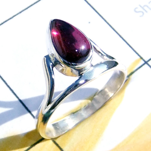 6x9mm Garnet Cab  E - RBS990-Lightweight Cut n Cab Gemstone 925 Silver Baby Ring