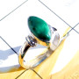 5x10mm Malachite F - RBS989-Superior 925 Silver Small Size Baby Trendy Ring