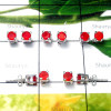 CarnElian O - SSE983-5 Pair Lightweight 925 Silver Cut Gemstone Stud Earring