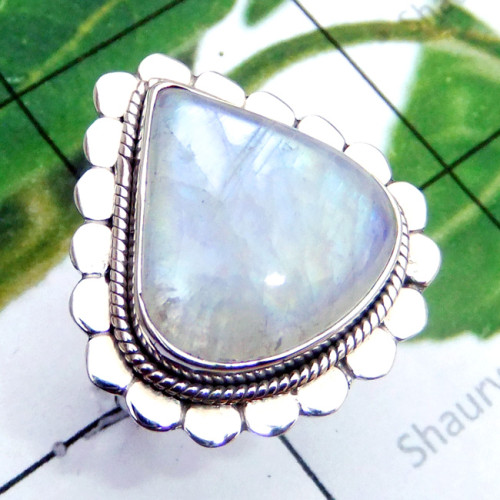 Rainbow B - SDR907-Exclusive 925 Silver Cab Rainbow Designer Ring