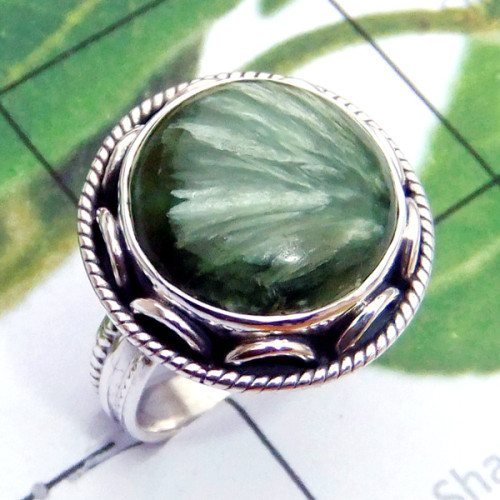 Seraphinite B - SDR903-Seraphinite Cab 925 Sterling Silver Designer Ring
