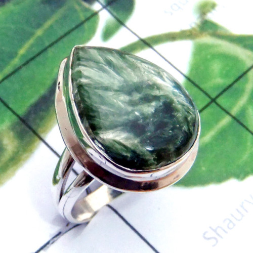 Seraphinite C - SDR903-Seraphinite Cab 925 Sterling Silver Designer Ring