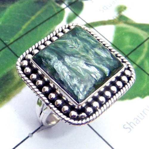 Seraphinite D - SDR903-Seraphinite Cab 925 Sterling Silver Designer Ring