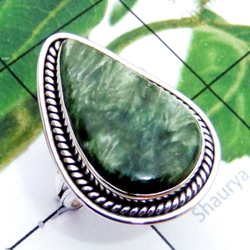 Seraphinite F - SDR903-Seraphinite Cab 925 Sterling Silver Designer Ring