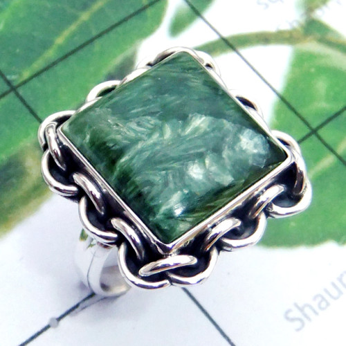 Seraphinite G - SDR903-Seraphinite Cab 925 Sterling Silver Designer Ring