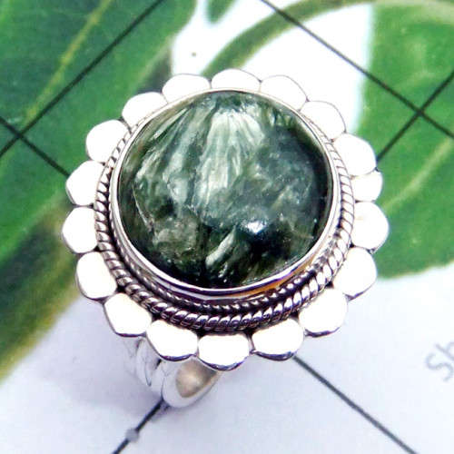 Seraphinite O - SDR903-Seraphinite Cab 925 Sterling Silver Designer Ring