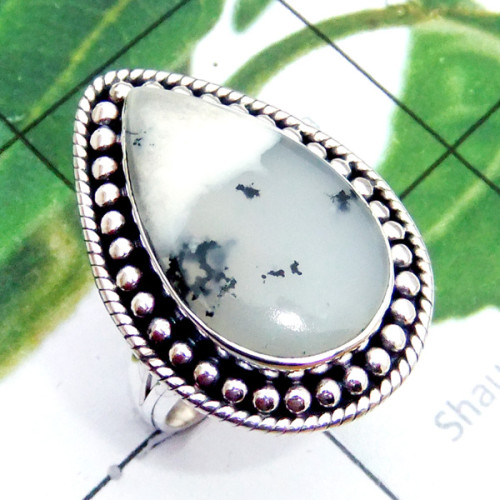 Dendritic Agate C - SDR898-Dendritic Agate 925 Exclusive Silver Wholesale Ring