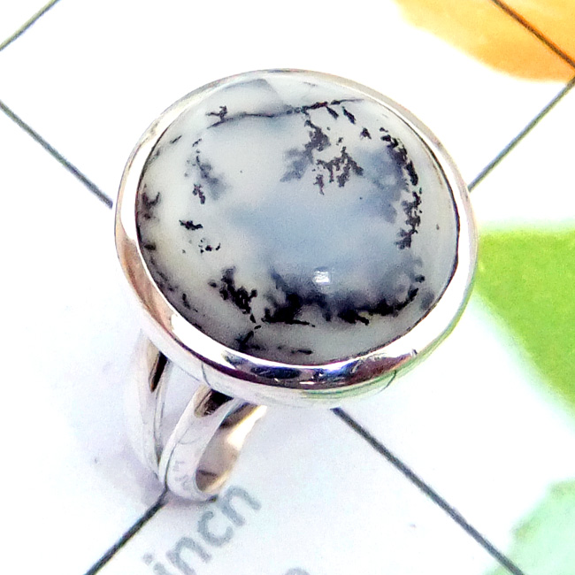 Dendritic Agate E - SDR898-Dendritic Agate 925 Exclusive Silver Wholesale Ring Dendritic Agate E - SDR898-Dendritic Agate 925 Exclusive Silver Wholesale Ring
