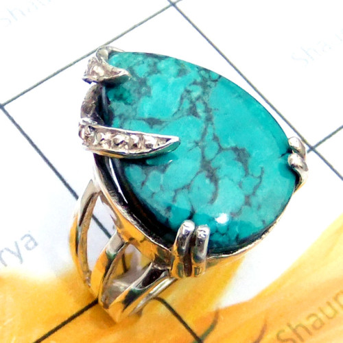 Tibet Turquoise B - SDR897-Tibet Turquoise 925 Superior Silver Designer Ring