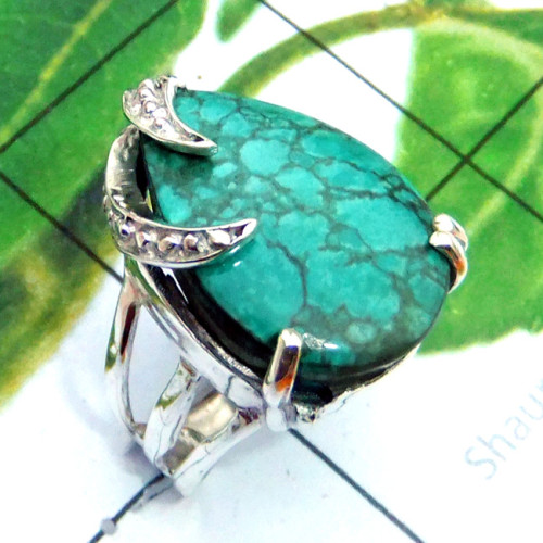 Tibet Turquoise E - SDR897-Tibet Turquoise 925 Superior Silver Designer Ring