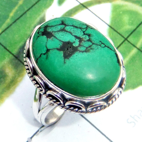 Tibet Turquoise G - SDR897-Tibet Turquoise 925 Superior Silver Designer Ring