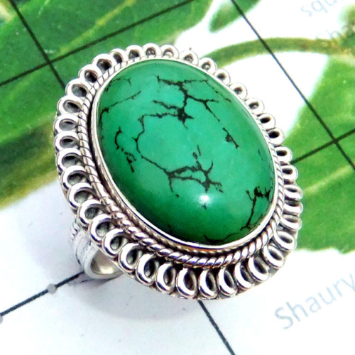 Tibet Turquoise O - SDR897-Tibet Turquoise 925 Superior Silver Designer Ring