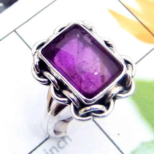 Amethyst A - SDR896-Cab Amethyst Gemstone 925 Silver Designer Trendy Ring Amethyst A - SDR896-Cab Amethyst Gemstone 925 Silver Designer Trendy Ring