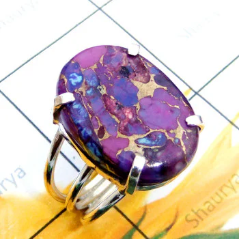 Purple Copper Turquoise O - SDR895-Purple Copper Turquoise 925 Sterling Silver Designer Ring Purple Copper Turquoise O - SDR895-Purple Copper Turquoise 925 Sterling Silver Designer Ring