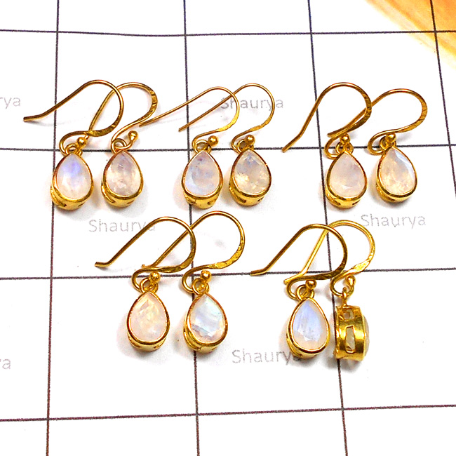 Rainbow E - SGE969-925 Sterling Silver Gold Plated 5 Pair Vermeil Earring