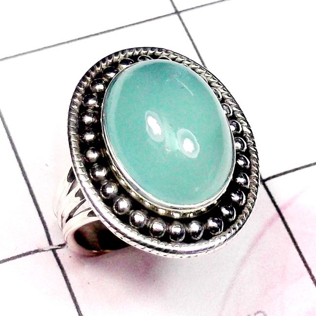 Chalcedony E - SDR891-Cab Chalcedony 925 Sterling Silver Stunning Ring Chalcedony E - SDR891-Cab Chalcedony 925 Sterling Silver Stunning Ring