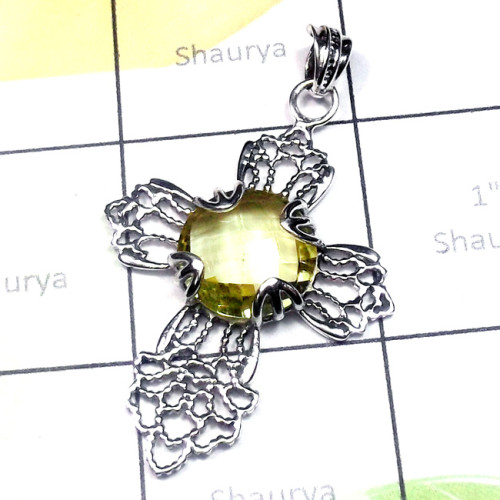 Lemon O - CSP964-Superior 925 Silver Cut Gemstone Cross Casting Pendant Lemon O - CSP964-Superior 925 Silver Cut Gemstone Cross Casting Pendant
