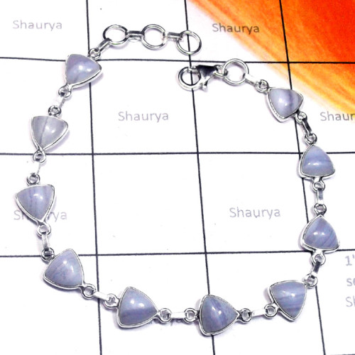 Blue Lace Agate B - SBB961-Superior 925 Silver Multi Cab Gemstone Bejal Bracelet