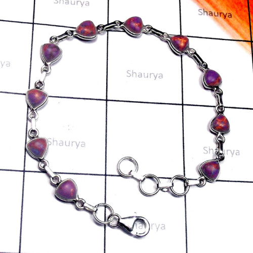 Purple Copper Turquoise D - SBB961-Superior 925 Silver Multi Cab Gemstone Bejal Bracelet